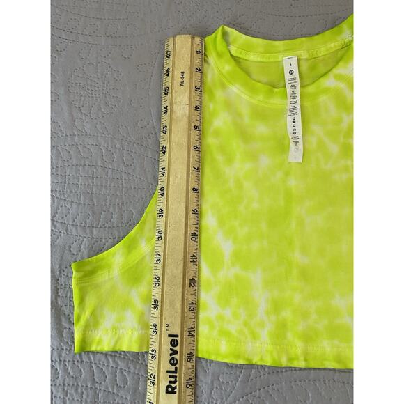 Lululemon Sz 6 To Dye For All Yours Pima Ctn Marmoleodo Tie Dye Hilight Grn Crop - Picture 7 of 10